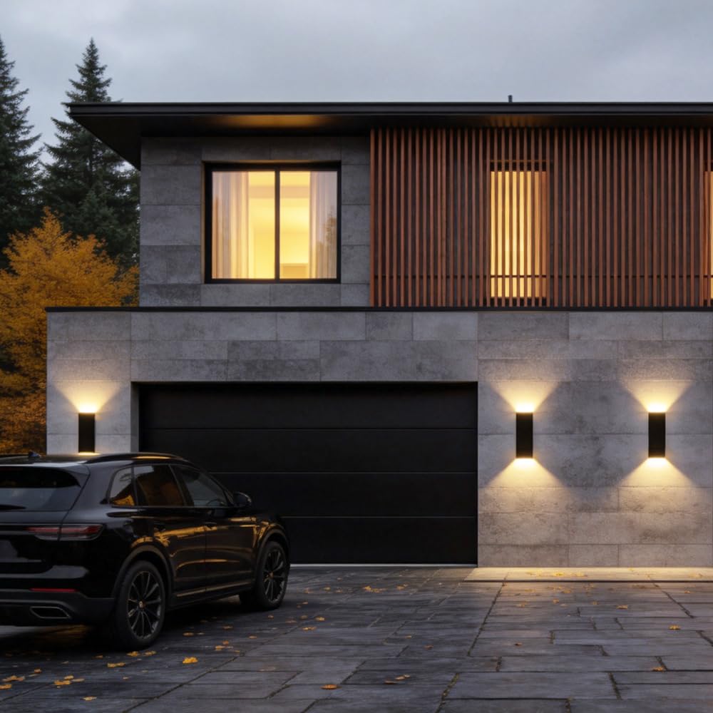 Aolyzmt 16.1 Inch LED Outdoor Wall Sconce, 18W brightness Waterproof Up Down Wall Light, Black Aluminum Exterior Lighting Fixture for Porch Front Door Garage Balcony