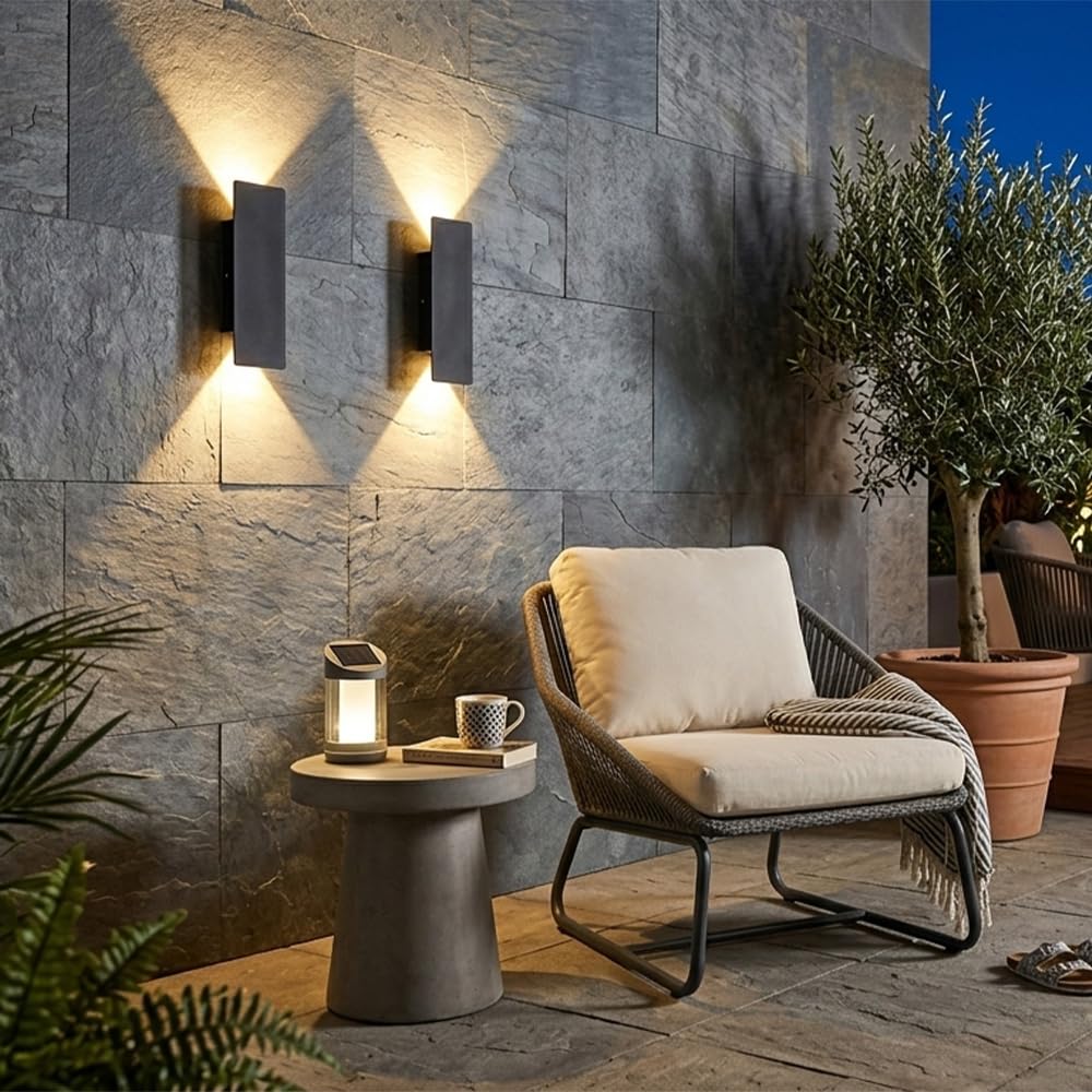Aolyzmt 16.1 Inch LED Outdoor Wall Sconce, 18W brightness Waterproof Up Down Wall Light, Black Aluminum Exterior Lighting Fixture for Porch Front Door Garage Balcony